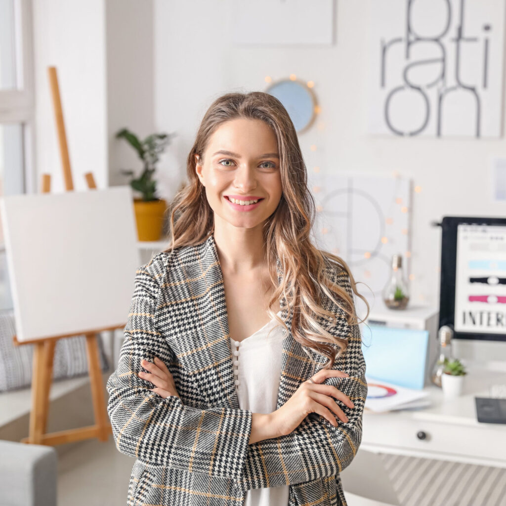 Portrait of female interior designer in office