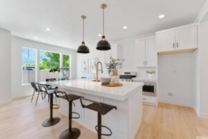 A kitchen in Summit NJ with high end staging