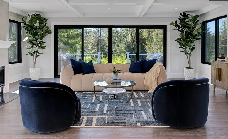 A well-staged living room in Berkeley Heights, NJ